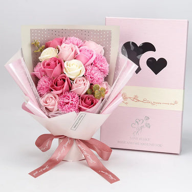 White Pink Rose Floral 18Pcs/set Boutique Carnation Gift Box Birthday Artificial Flora
